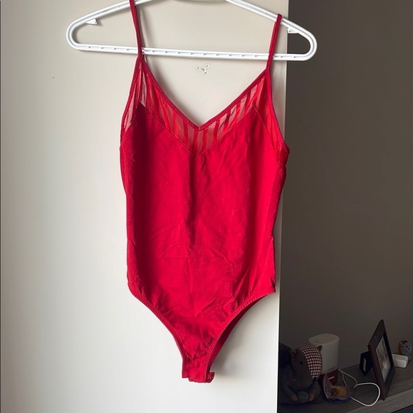 Forever 21 Red V-Neck Bodysuit Medium - Picture 1 of 3